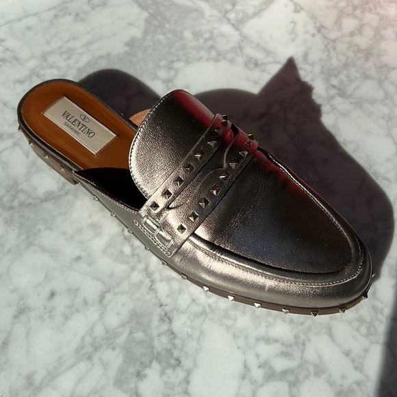 Valentino Platinum Studded Mule.  37.5 - Picture 2 of 10